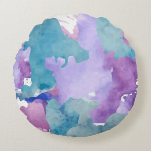 Camouflage Blue Abstract Pattern Accent Pillow