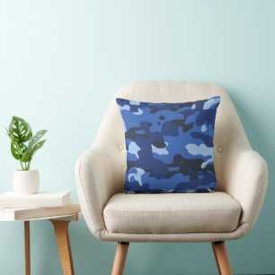 Camouflage Blue Camo Army Pattern Cushion