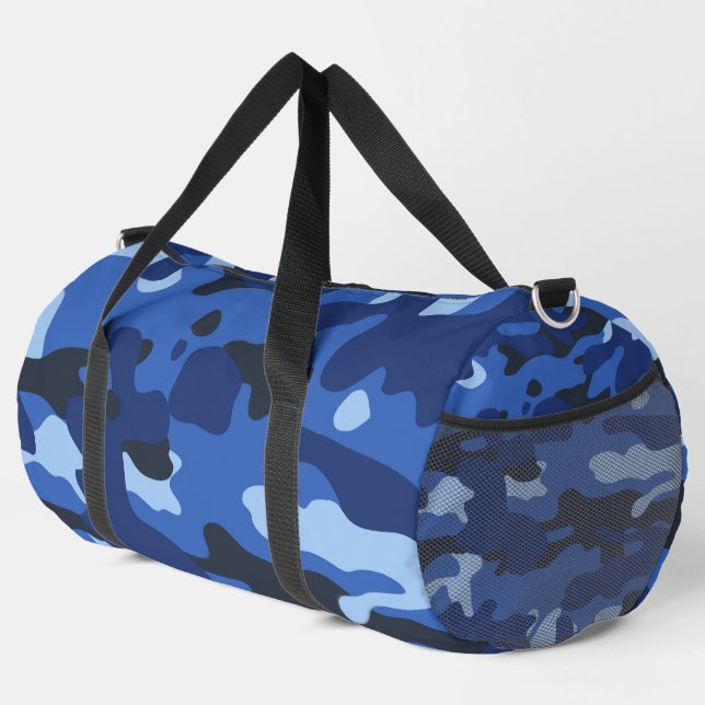 Camouflage Blue Camo Army Pattern Duffle Bag (Right Corner)