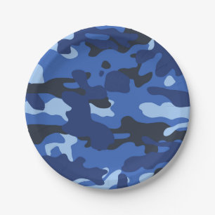 Camouflage Blue Camo Army Pattern   Paper Plate