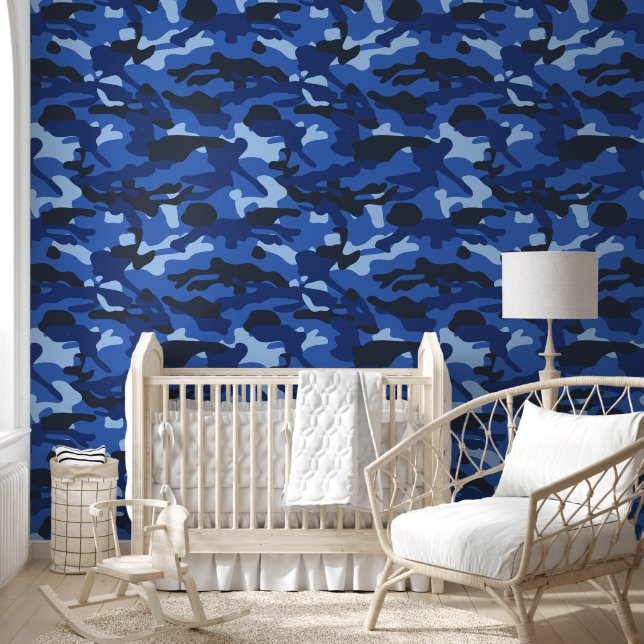 Camouflage Blue Camo Army Pattern Wallpaper (Kids)