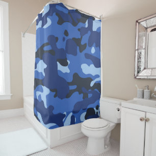 Camouflage Blue Camo Pattern Shower Curtain