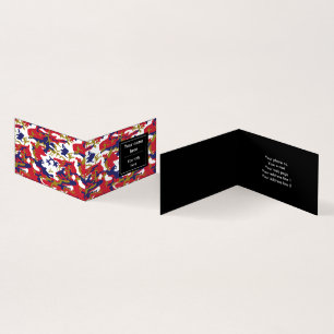 Camouflage, Blue White Red Gold, Military, Army Business Card
