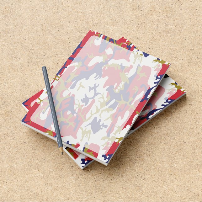 Camouflage, Blue White Red Gold, Military, Army Notepad (Creator Uploaded)
