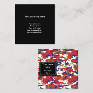 Camouflage, Blue White Red Gold, Military, Army Square Business Card