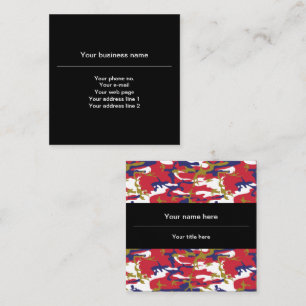 Camouflage, Blue White Red Gold, Military, Army Square Business Card