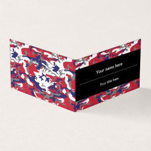 Camouflage, Blue White Red Grey, Military, Army Business Card