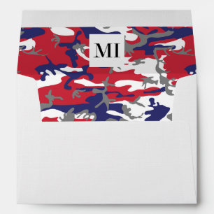 Camouflage, Blue White Red Grey, Military, Army Envelope