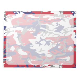 Camouflage, Blue White Red Grey, Military, Army Notepad