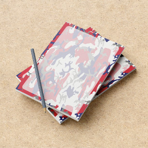 Camouflage, Blue White Red Grey, Military, Army Notepad