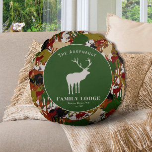 Camouflage Brown Green Personalized Round Cushion