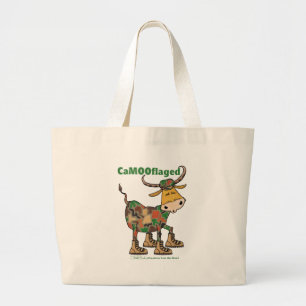 Camouflage Bull Large Tote Bag