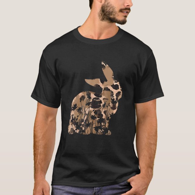 Camouflage Bunny With Floral Leopard Bunny Happy E T-Shirt (Front)