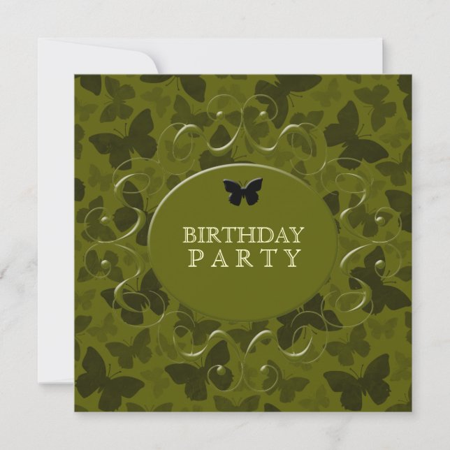 Camouflage Butterflies Invitation (Front)