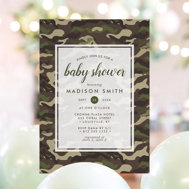 Camouflage Camo Green Boy Baby Shower Invitation (Creator Uploaded)