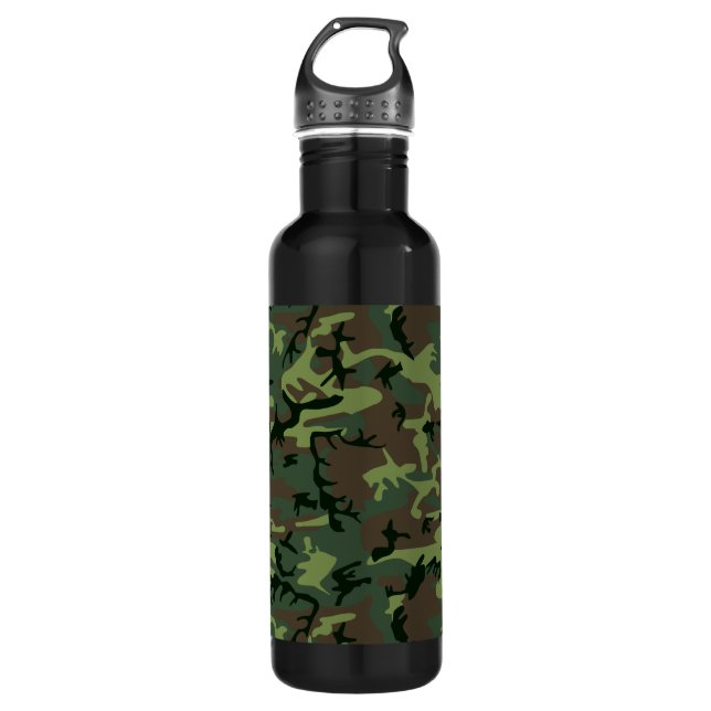 Camouflage Camo Green Brown Pattern 710 Ml Water Bottle (Front)