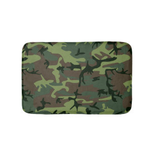 Camouflage Camo Green Brown Pattern Bath Mat