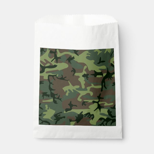 Camouflage Camo Green Brown Pattern Favour Bags (Front)