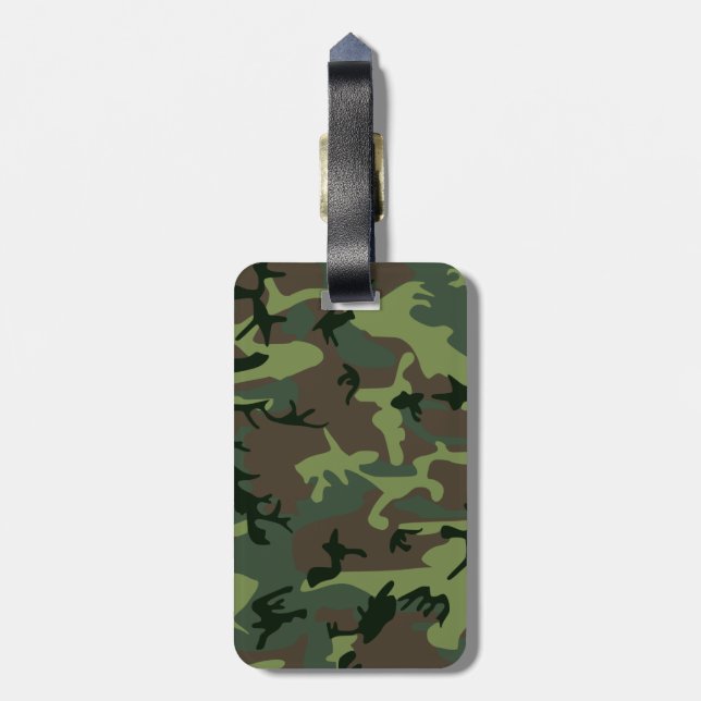 Camouflage Camo Green Brown Pattern Luggage Tag (Back Vertical)