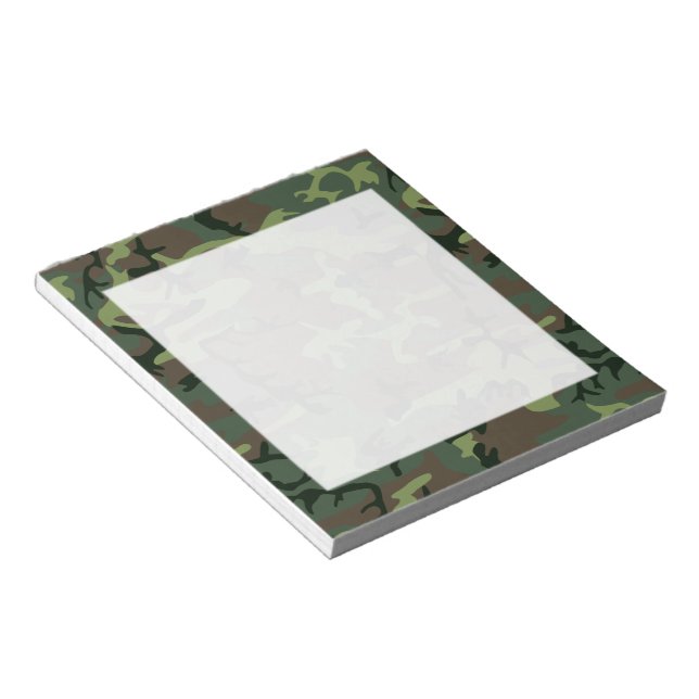 Camouflage Camo Green Brown Pattern Notepad (Angled)