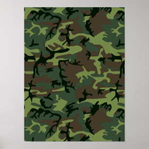 Camouflage Camo Green Brown Pattern Poster