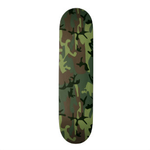 Camouflage Camo Green Brown Pattern Skateboard