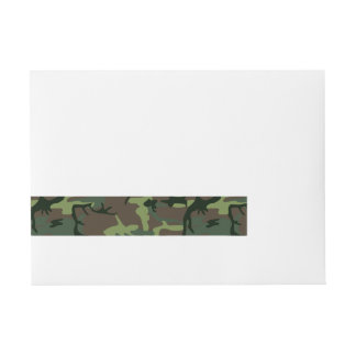 Camouflage Camo Green Brown Pattern Wraparound Address Label