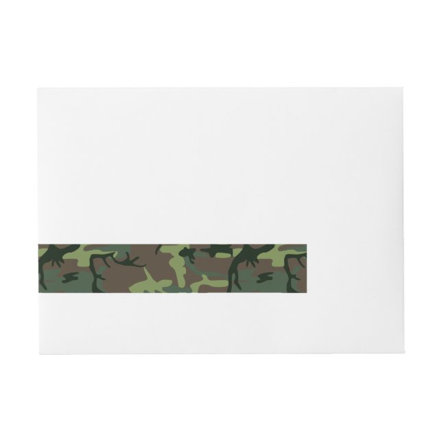 Camouflage Camo Green Brown Pattern Wraparound Address Label (Front)