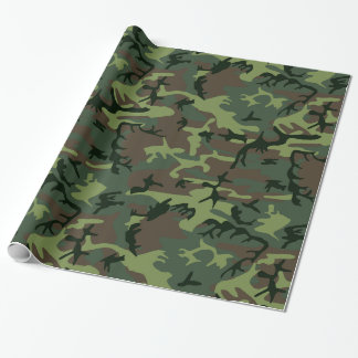 Camouflage Camo Green Brown Pattern Wrapping Paper