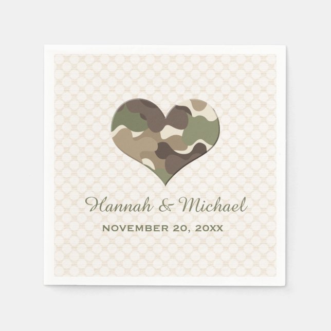 CAMOUFLAGE CAMO HEART WEDDING NAPKIN (Front)