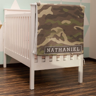 Camouflage Camo Hunting Buddy Personalised Name Baby Blanket