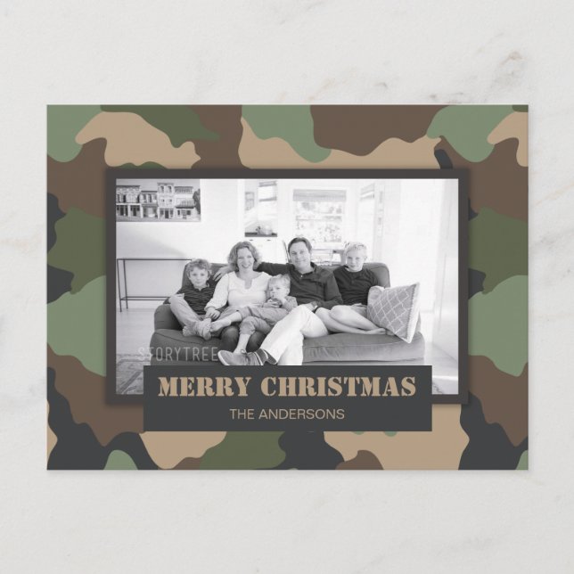 Camouflage Camo Military Christmas Photo Holiday Postcard (Front)