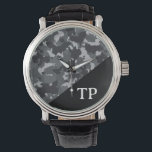 Camouflage Camo  Monogram Personalised  Watch<br><div class="desc">This design may be personalised in the area provided by changing the photo and/or text. Or it can be customised by clicking Personalise this Template and then choosing the click to customise further option and delete or change the colour of the background, add text, change the text colour or style,...</div>