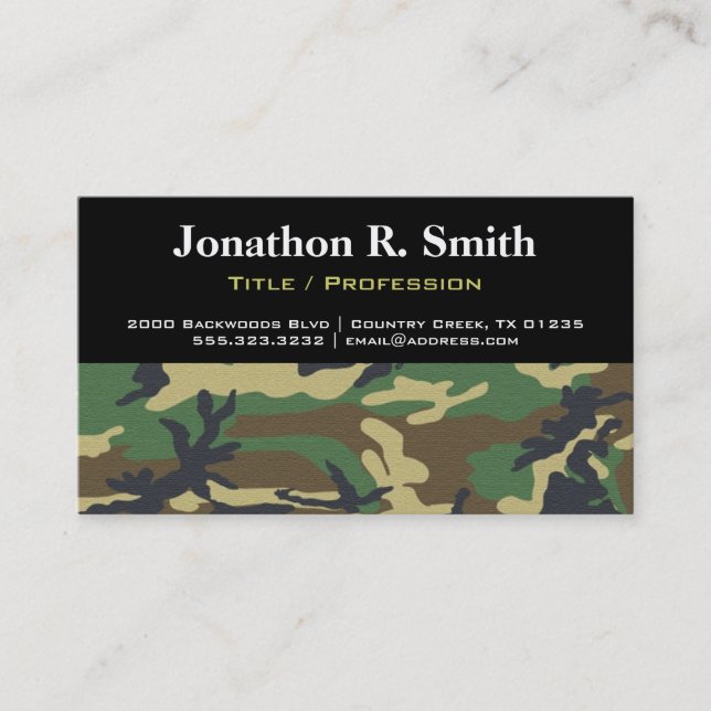 Camouflage / Camo Professional Business Card (Front)