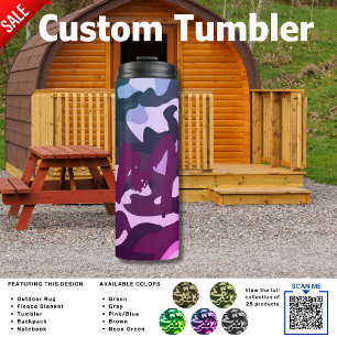 Camouflage Camping PINK Personalised Travel Thermal Tumbler