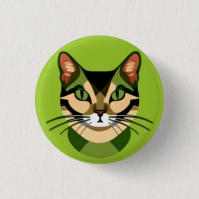 Camouflage Cat Portrait 3 Cm Round Badge (Front)