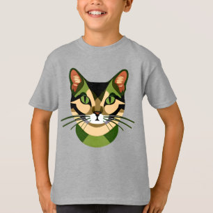 Camouflage Cat Portrait Kid's Tee   