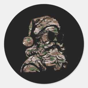 Camouflage Christmas Sungles Silhouette Multi Camo Classic Round Sticker
