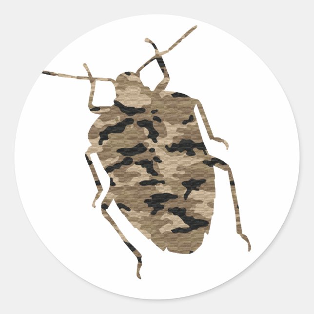 Camouflage Cockroach Silhouette Classic Round Sticker (Front)