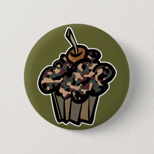 camouflage cupcake 6 cm round badge