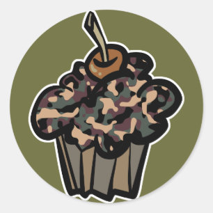 camouflage cupcake classic round sticker