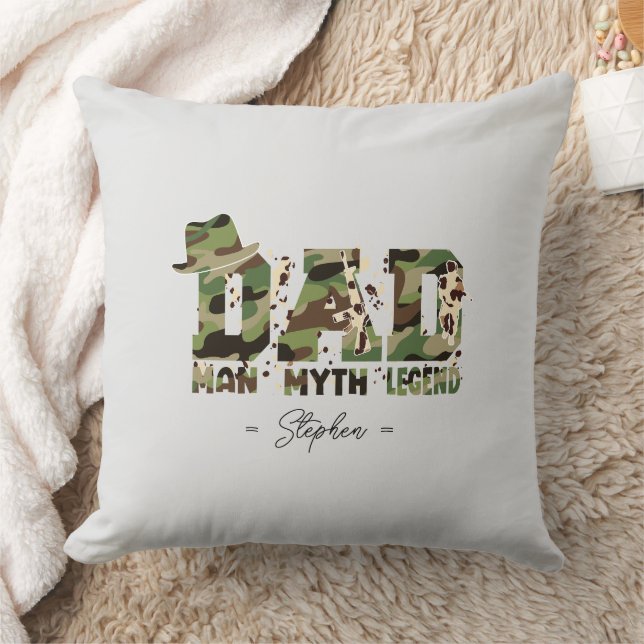Camouflage "Dad – Man, Myth, Legend" Cushion (Blanket)