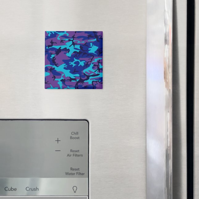 Camouflage Dark Blue & Purple Pattern Magnet (In Situ (Fridge))