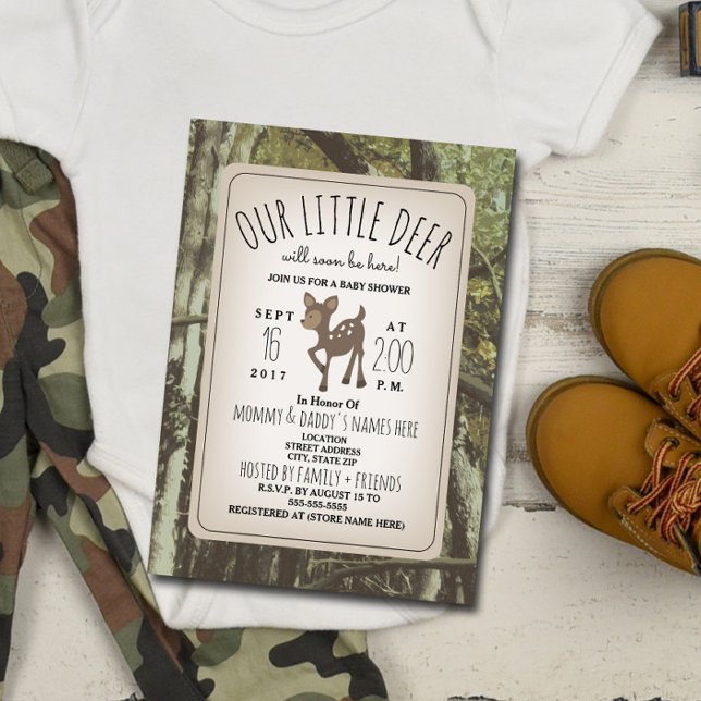 Camouflage Deer Baby Shower Invitation (Creator Uploaded)