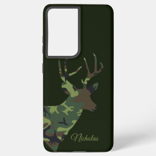 Camouflage Deer Stag in Khaki Green Animal Art  Samsung Galaxy Case