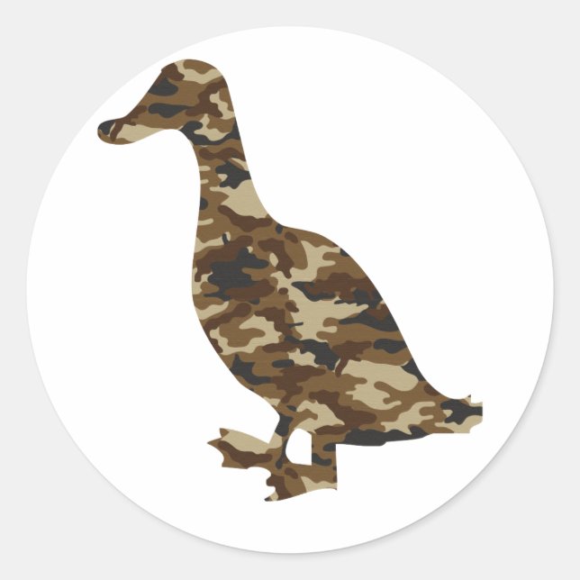 Camouflage Duck Silhouette Classic Round Sticker (Front)
