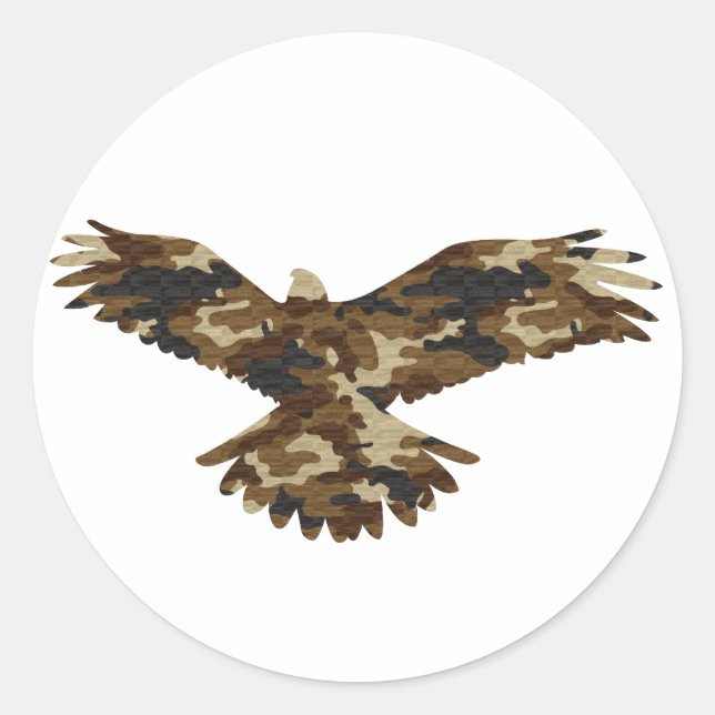 Camouflage Eagle Silhouette Classic Round Sticker (Front)