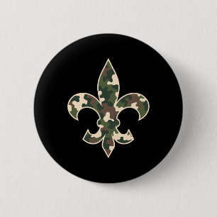 Camouflage Fleur De Lys Camo Mardi Gras Festive Ne 6 Cm Round Badge