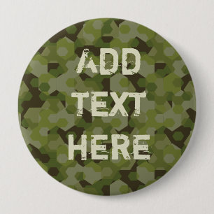 Camouflage geometric hexagon 10 cm round badge