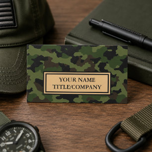 Camouflage Green Black Company Name  Business Card